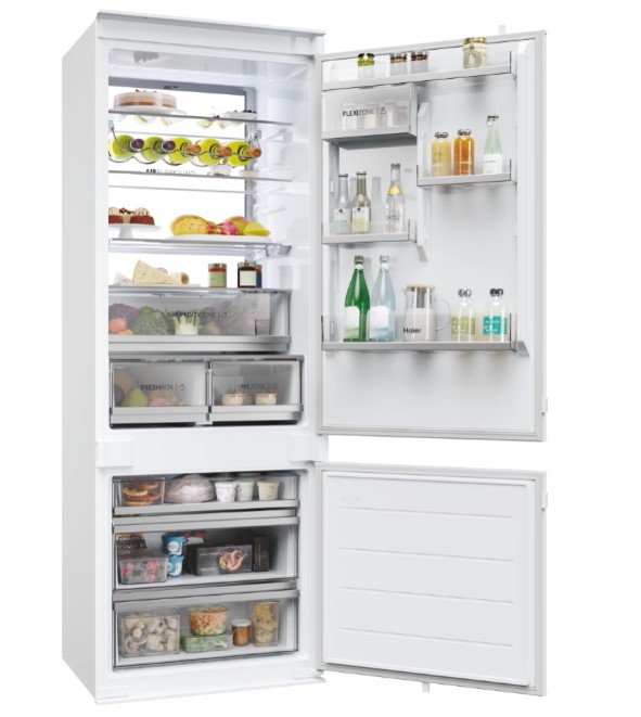 Haier HBW7719C No Frost beépíthető alulfagyasztós kombinált hűtőszekrény, 285/115L,Wifi, 69x55x193.5 cm