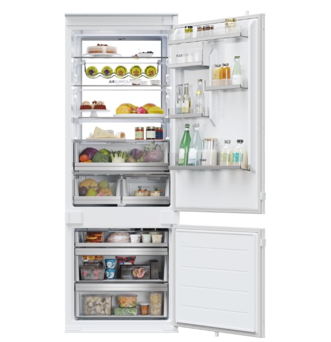 Haier HBW7719C No Frost beépíthető alulfagyasztós kombinált hűtőszekrény, 285/115L,Wifi, 69x55x193.5 cm