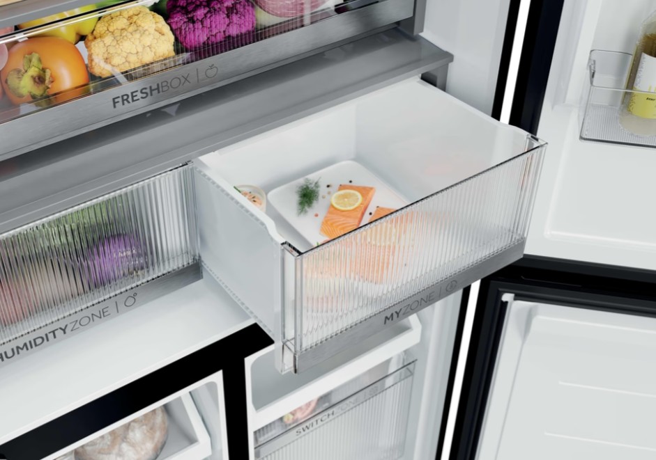 Haier HCKR7819DWGB No Frost side by side hűtőszekrény francia ajtós kialakítással, 298/161L, Wifi, 83x59.4x190 cm, fekete szín