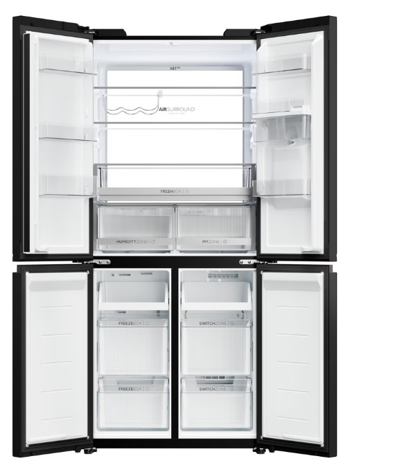 Haier HCKR7819DWGB No Frost side by side hűtőszekrény francia ajtós kialakítással, 298/161L, Wifi, 83x59.4x190 cm, fekete szín