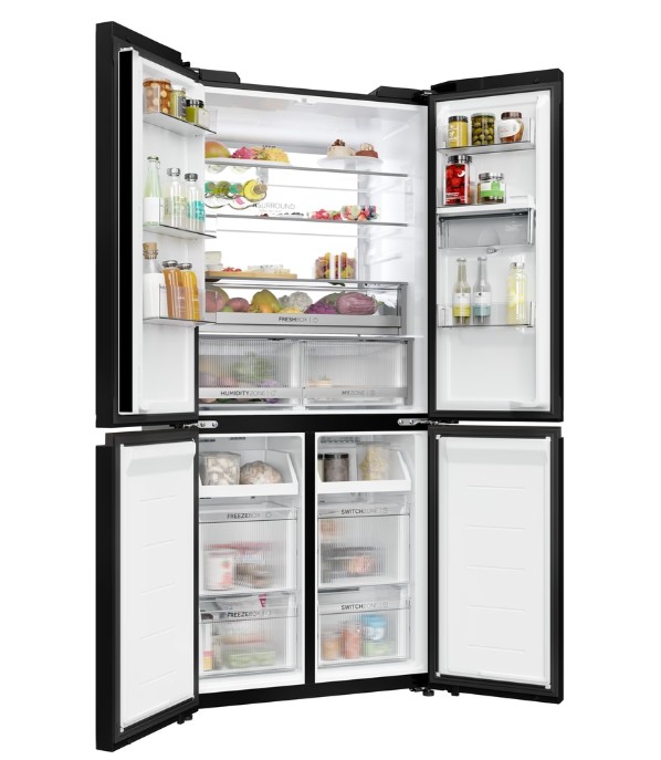 Haier HCKR7819DWGB No Frost side by side hűtőszekrény francia ajtós kialakítással, 298/161L, Wifi, 83x59.4x190 cm, fekete szín