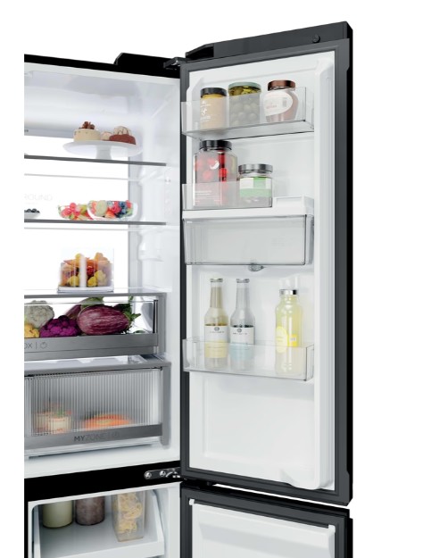 Haier HCKR7819DWGB No Frost side by side hűtőszekrény francia ajtós kialakítással, 298/161L, Wifi, 83x59.4x190 cm, fekete szín