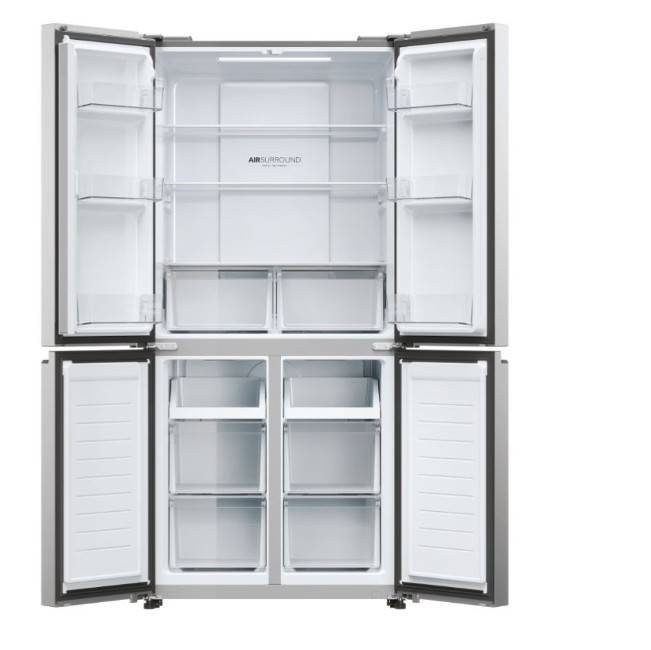 Haier HCR3818ENMM No Frost side by side hűtőszekrény francia ajtós kialakítással, 311/156L, inverter kompresszor, 83.3x65x181.5 cm, New Platinum inox szín 