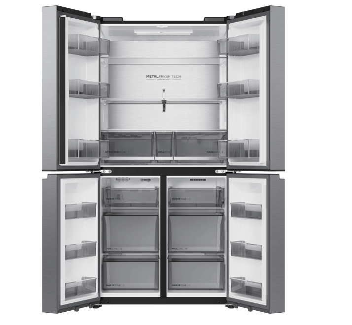 Haier HCR59F18DNMM Total No Frost side by side hűtőszekrény francia ajtós kialakítással, 417/289L, Wifi, 90.5x73.8x182.5 cm, inox szín 
