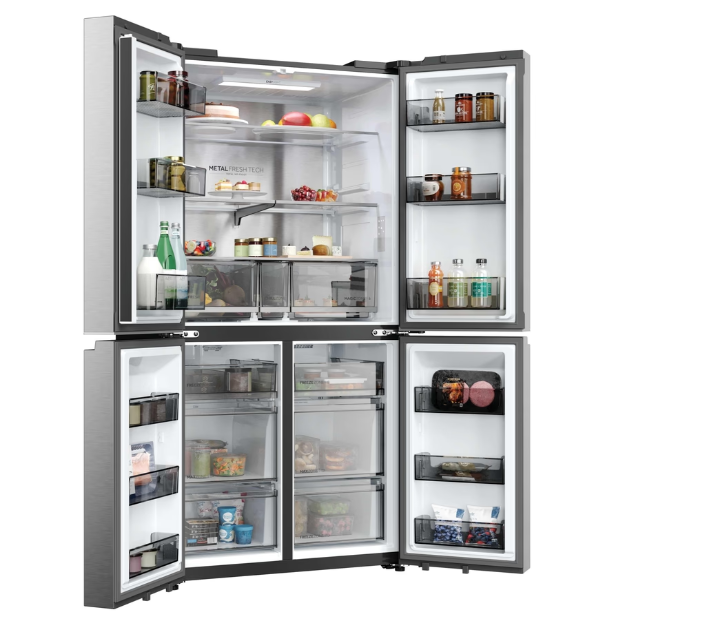 Haier HCR59F18DNMM Total No Frost side by side hűtőszekrény francia ajtós kialakítással, 417/289L, Wifi, 90.5x73.8x182.5 cm, inox szín 