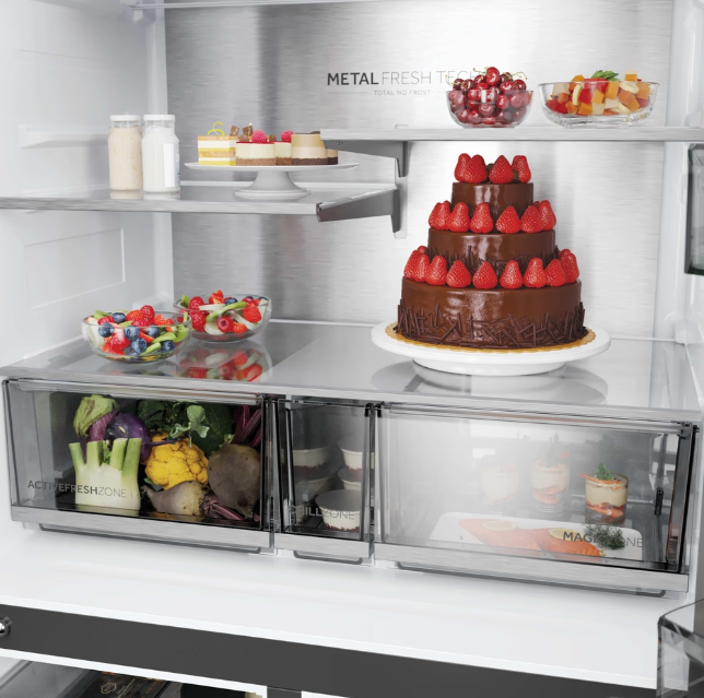 Haier HCR59F18DNMM Total No Frost side by side hűtőszekrény francia ajtós kialakítással, 417/289L, Wifi, 90.5x73.8x182.5 cm, inox szín 