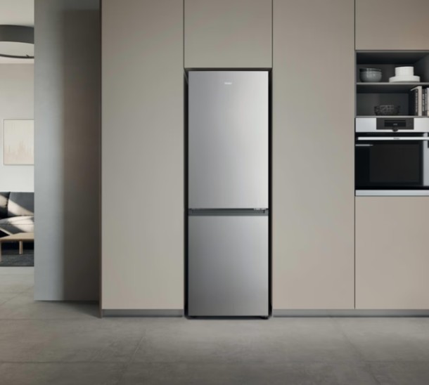 Haier HDPR3618DNPK No Frost alulfagyasztós kombinált hűtőszekrény, Wifi, 235/120L, 59.5x66.7x185 cm, inox szín