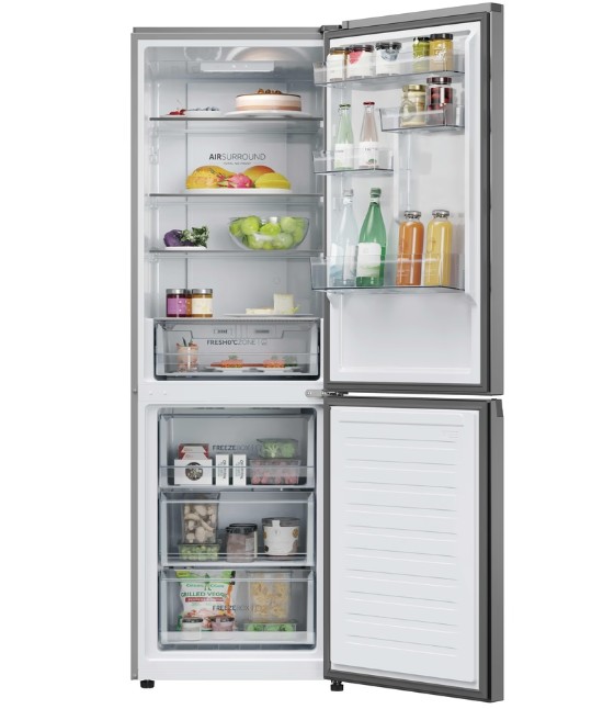 Haier HDPR3618DNPK No Frost alulfagyasztós kombinált hűtőszekrény, Wifi, 235/120L, 59.5x66.7x185 cm, inox szín