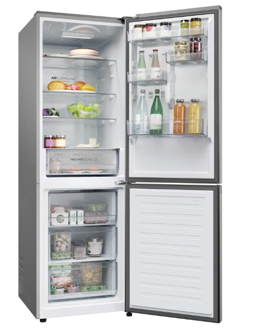 Haier HDPR3618DNPK No Frost alulfagyasztós kombinált hűtőszekrény, Wifi, 235/120L, 59.5x66.7x185 cm, inox szín