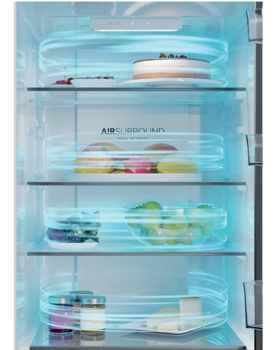 Haier HDPR3618DNPK No Frost alulfagyasztós kombinált hűtőszekrény, Wifi, 235/120L, 59.5x66.7x185 cm, inox szín