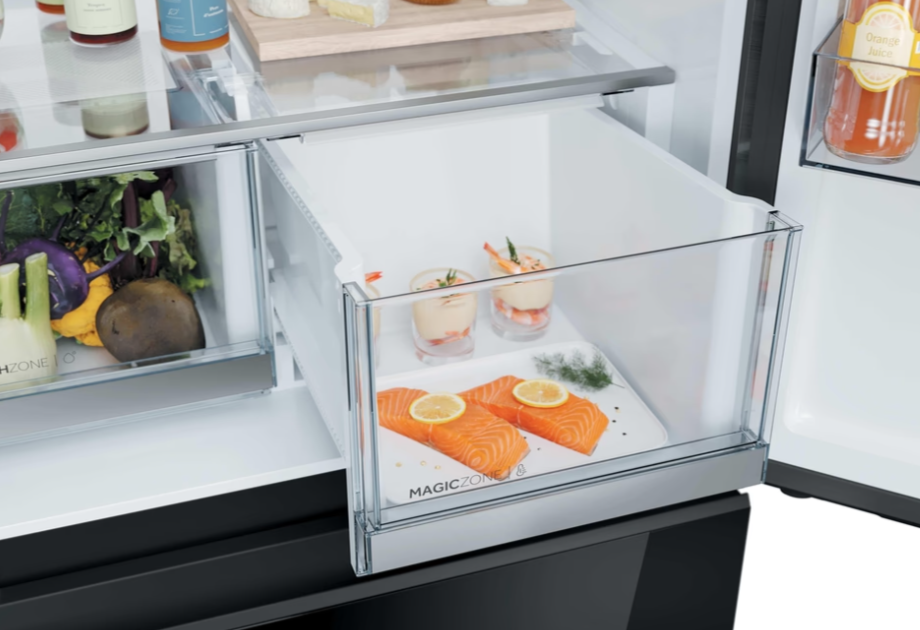 Haier HFKR5718DNGB Total No Frost side by side hűtőszekrény francia ajtós kialakítással, 255/147L, Wifi, 70x59.4x185 cm, fekete szín 