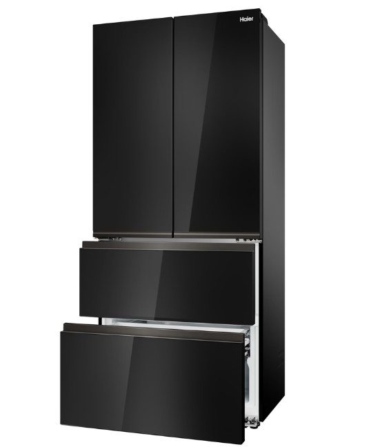 Haier HFKR7819DNGB No Frost side by side hűtőszekrény francia ajtós kialakítással, 299/169L, 83x59.4x190 cm, fekete szín 