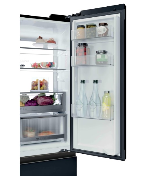 Haier HFKR7819DNGB No Frost side by side hűtőszekrény francia ajtós kialakítással, 299/169L, 83x59.4x190 cm, fekete szín 