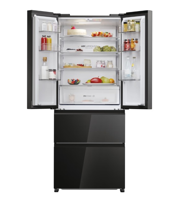 Haier HFR3718ENGB Total No Frost alulfagyasztós kombinált hűtőszekrény, 262/140L, 70x68.8x177.5 cm, fekete szín
