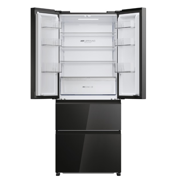 Haier HFR3718ENGB Total No Frost alulfagyasztós kombinált hűtőszekrény, 262/140L, 70x68.8x177.5 cm, fekete szín