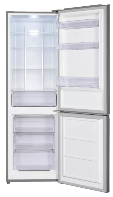 Hausmeister HM 3187 E I No Frost alulfagyasztós kombinált hűtőszekrény, 210/83L, inverter motor, 60x60x186 cm, inox szín 