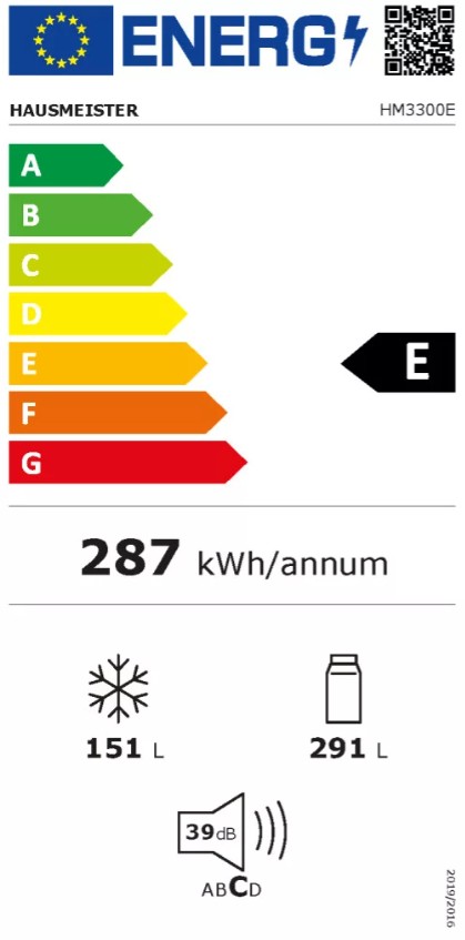 Hausmeister HM 3300 E I No Frost side by side hűtőszekrény, inverter motor, 291/151L, 91x59x177 cm, inox szín 