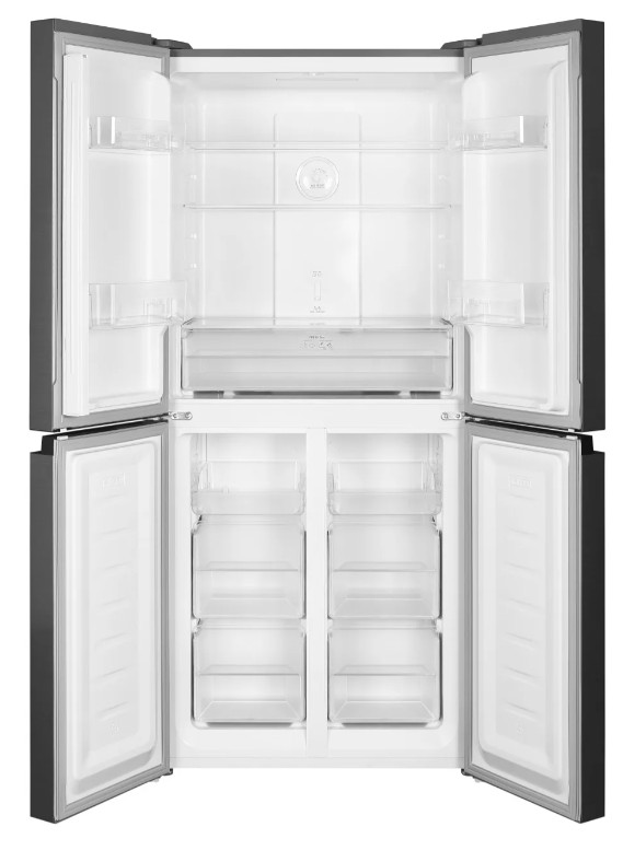 Hausmeister HM 3304 E I side by side hűtőszekrény francia ajtós kialakítással, 237/125L, 79x62x180 cm, inox szín 