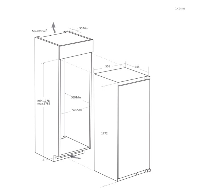 Haier HMLT7518EWF No Frost beépíthető alulfagyasztós kombinált hűtőszekrény, 175/103L, Wifi, 55.8x54.5x177.2 cm