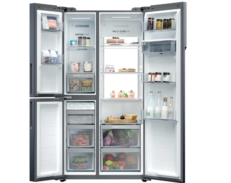 Haier HSPR79F18DWMB Total No Frost side by side hűtőszekrény, Wifi, 384/189L, 90.5x70.7x177.5 cm, szálcsiszolt fekete szín 