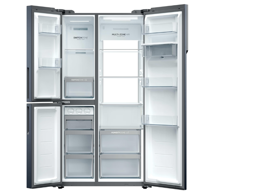 Haier HSPR79F18DWMB Total No Frost side by side hűtőszekrény, Wifi, 384/189L, 90.5x70.7x177.5 cm, szálcsiszolt fekete szín 