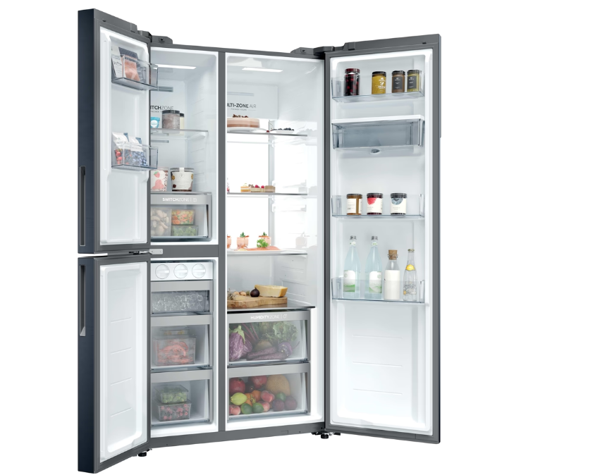 Haier HSPR79F18DWMB Total No Frost side by side hűtőszekrény, Wifi, 384/189L, 90.5x70.7x177.5 cm, szálcsiszolt fekete szín 