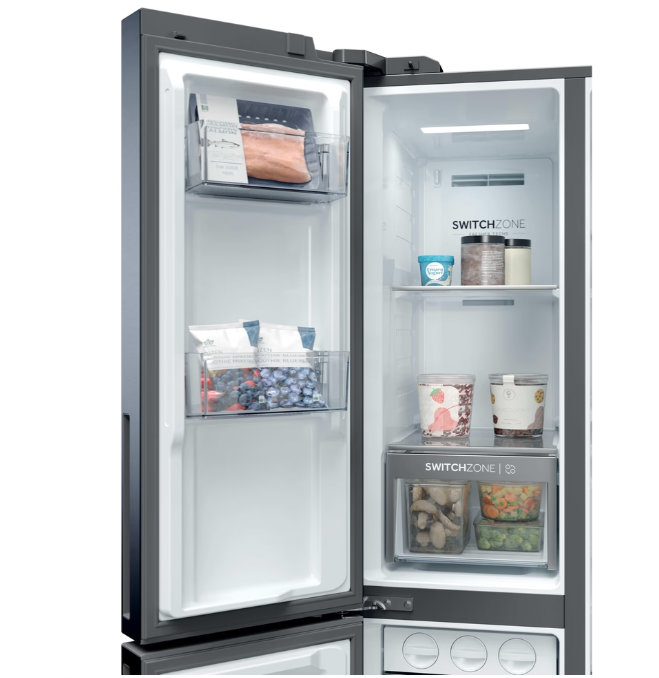 Haier HSPR79F18DWMB Total No Frost side by side hűtőszekrény, Wifi, 384/189L, 90.5x70.7x177.5 cm, szálcsiszolt fekete szín 