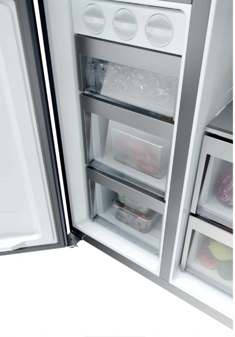 Haier HSPR79F18EWMB No Frost side by side hűtőszekrény, 384/189L, Wifi, 90.5x70.7x177.5 cm, szálcsiszolt fekete szín 