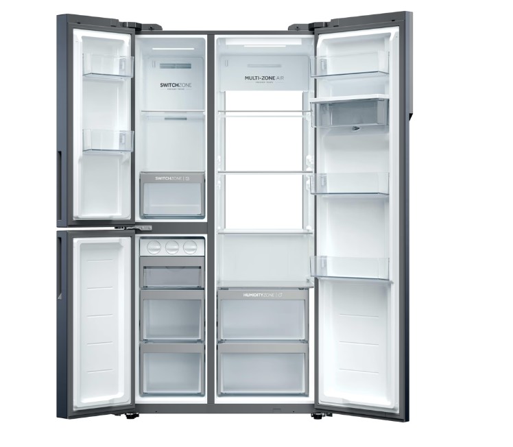 Haier HSPR79F18EWMB No Frost side by side hűtőszekrény, 384/189L, Wifi, 90.5x70.7x177.5 cm, szálcsiszolt fekete szín 