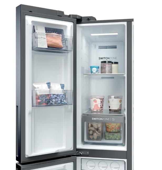 Haier HSPR79F18EWMB No Frost side by side hűtőszekrény, 384/189L, Wifi, 90.5x70.7x177.5 cm, szálcsiszolt fekete szín 