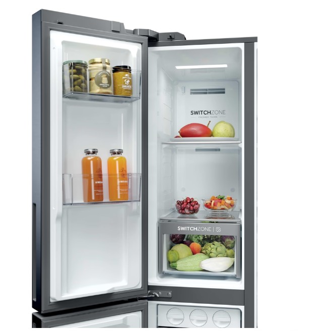 Haier HSPR79F18EWMB No Frost side by side hűtőszekrény, 384/189L, Wifi, 90.5x70.7x177.5 cm, szálcsiszolt fekete szín 