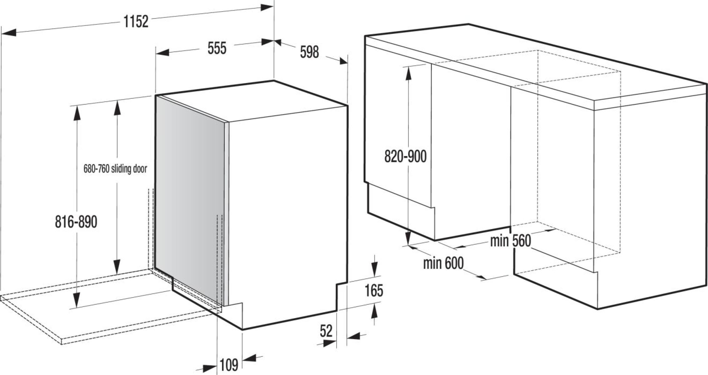 Hisense HV673A65 teljesen beépíthető mosogatógép, 16 teríték, Wifi, inverter motor, 3 kosár, automatikus ajtónyitás, 59.8x55.5x81.6 cm 