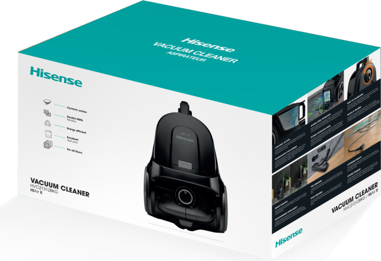 Hisense HVC21312BKG porzsák nélküli porszívó, 850W, fekete szín 