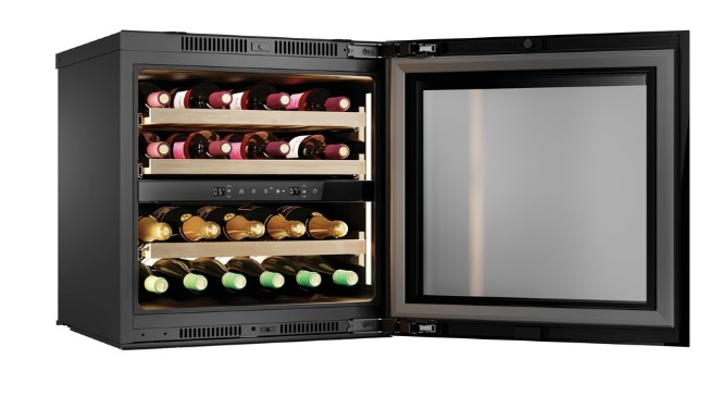 Haier HW60G25F2 beépíthető borhűtő, 21 palack, Wifi, 59.5x55.9x58.6 cm, fekete szín