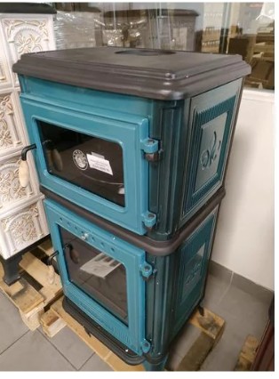 Hunor 8010 öntvény sütős kandalló, türkiz 7,1 kW