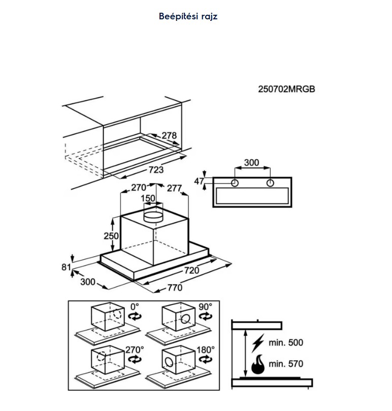 Electrolux LFG719R kürtőbe építhető konyhai elszívó, 77x30x33.1 cm, fekete szín 