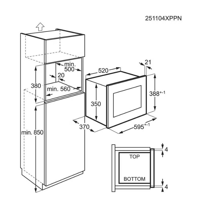 Electrolux LMS4253TBK beépíthető mikrohullámú sütő, 23L, 900W, 59.5x40x38.8 cm, fekete szín 