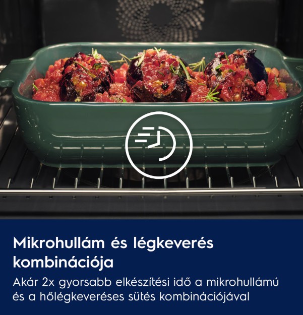 Electrolux LVL8E09Z beépíthető kompakt sütő és mikró, 44L, Wifi, 59.5x56.7x45.5 cm, fekete szín 