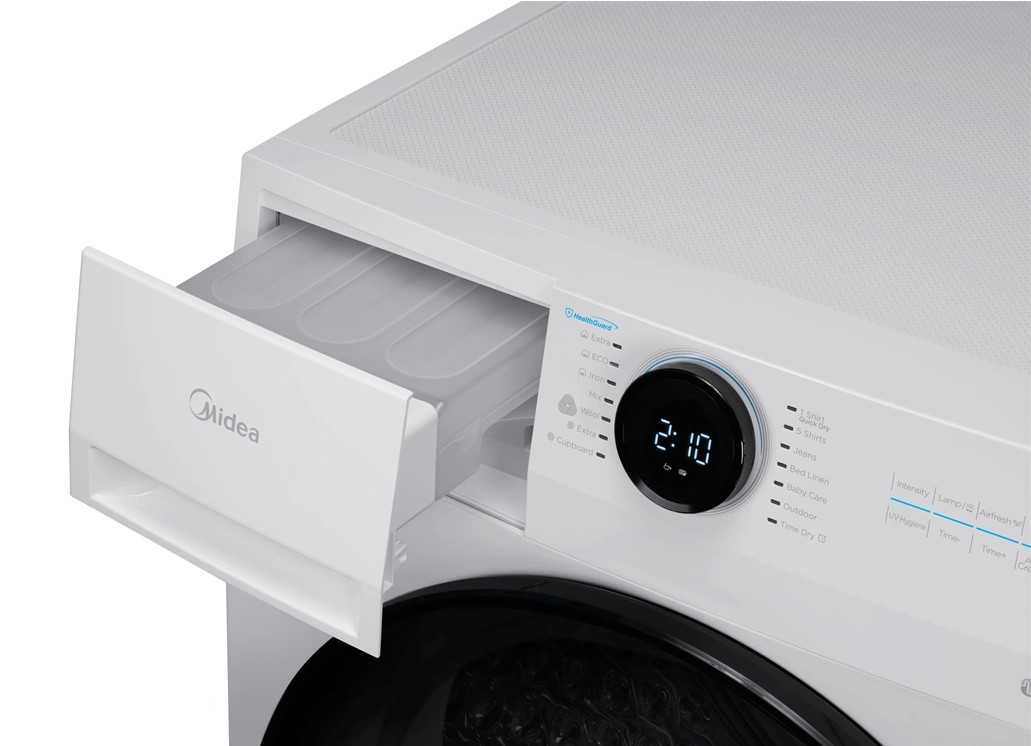 Midea MD200H100BW/W-HR hőszivattyús szárítógép, Wifi, 10 kg, 59.5x67.5x84.5 cm