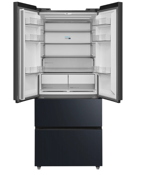 Midea MDRF600BIE70 No Frost side by side hűtőszekrény francia ajtós kialakítással, 276/159L, inverter kompresszor, 73.5x60x191 cm, sötét inox szín 