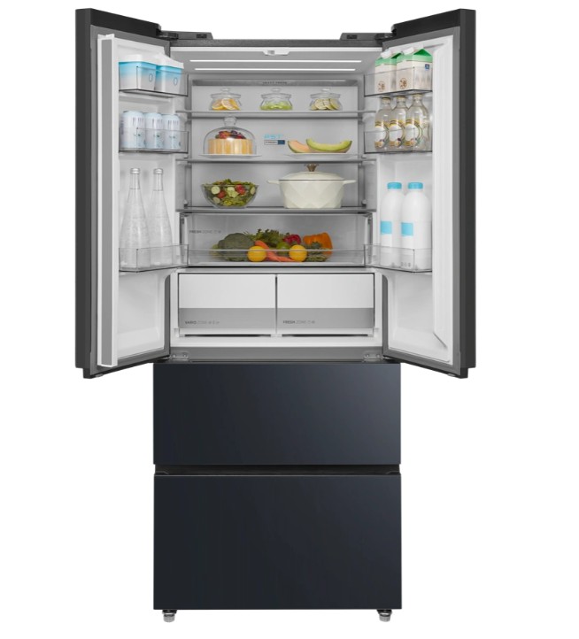 Midea MDRF600BIE70 No Frost side by side hűtőszekrény francia ajtós kialakítással, 276/159L, inverter kompresszor, 73.5x60x191 cm, sötét inox szín 