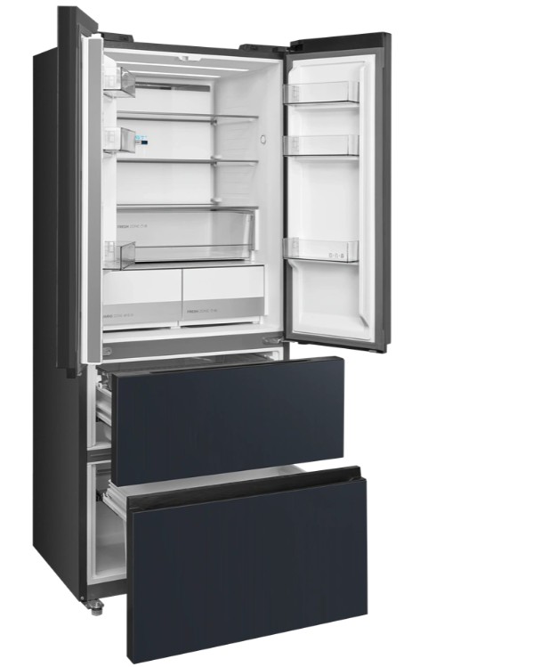 Midea MDRF600BIE70 No Frost side by side hűtőszekrény francia ajtós kialakítással, 276/159L, inverter kompresszor, 73.5x60x191 cm, sötét inox szín 