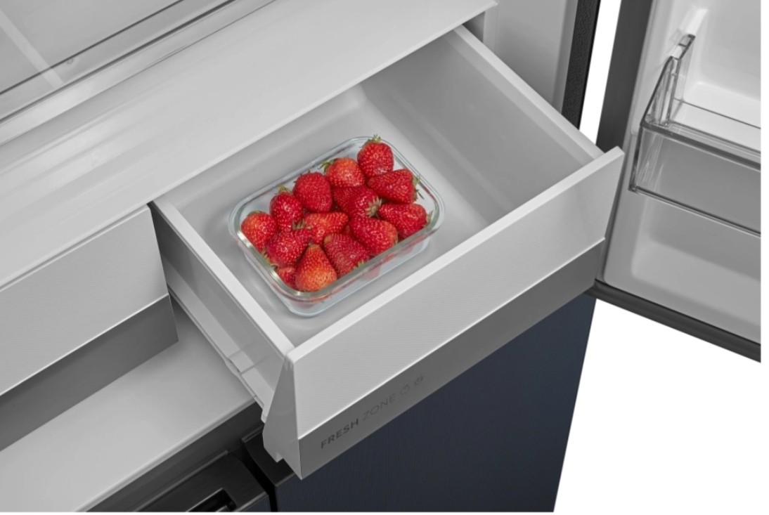 Midea MDRM587BIE70 No Frost side by side hűtőszekrény francia ajtós kialakítással, inverter motor, 276/150L, 75.3x60x191 cm, sötét inox szín 
