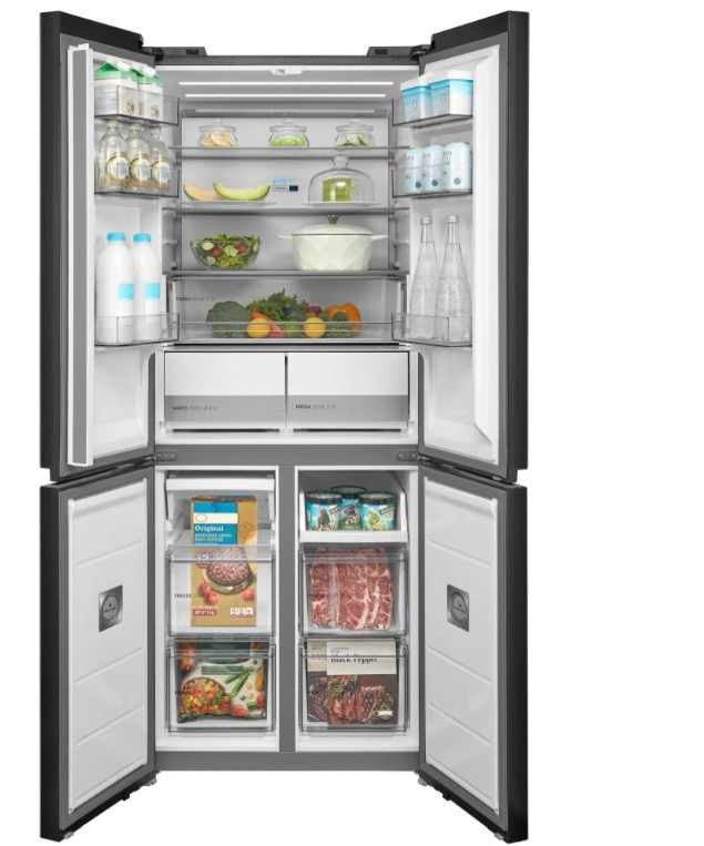 Midea MDRM587BIE70 No Frost side by side hűtőszekrény francia ajtós kialakítással, inverter motor, 276/150L, 75.3x60x191 cm, sötét inox szín 
