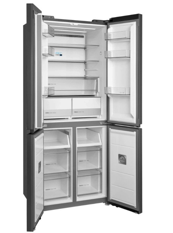 Midea MDRM587BIE70 No Frost side by side hűtőszekrény francia ajtós kialakítással, inverter motor, 276/150L, 75.3x60x191 cm, sötét inox szín 