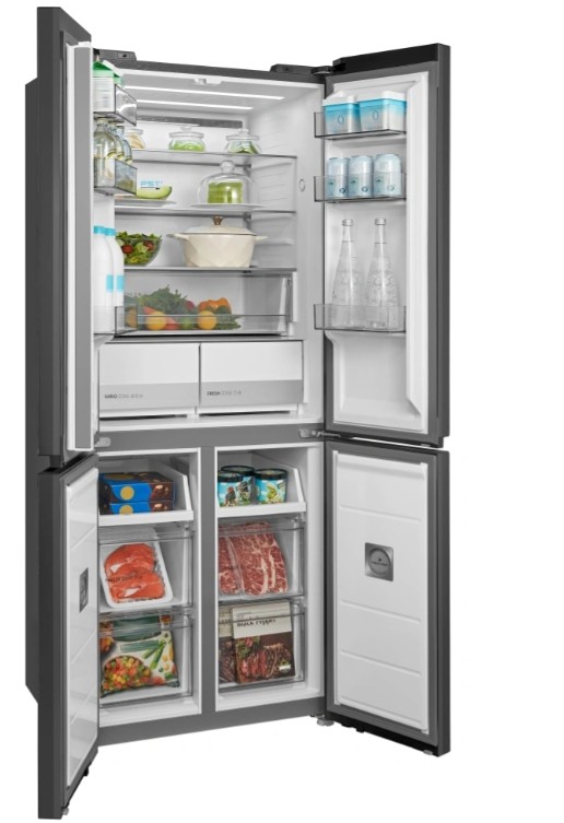 Midea MDRM587BIE70 No Frost side by side hűtőszekrény francia ajtós kialakítással, inverter motor, 276/150L, 75.3x60x191 cm, sötét inox szín 