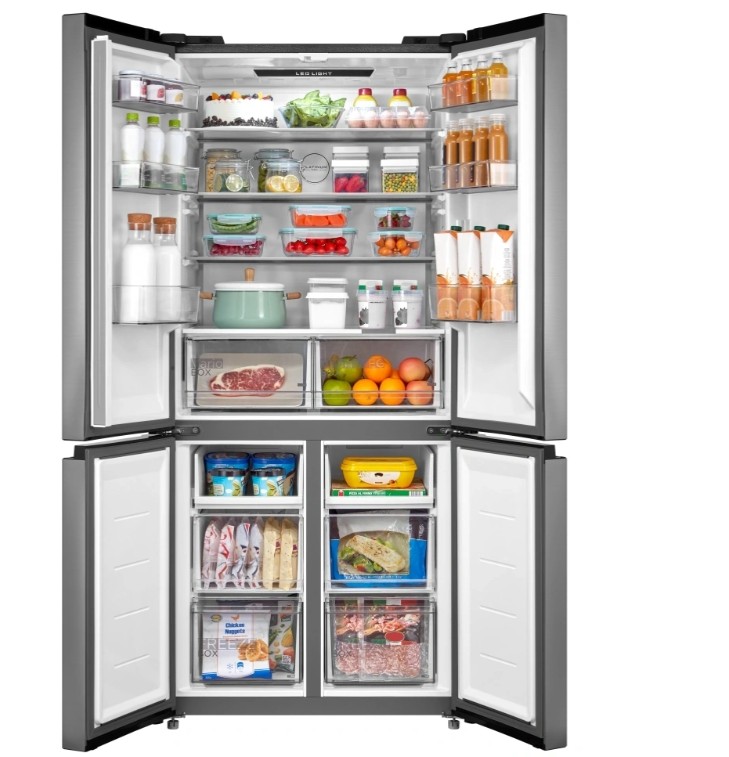 Midea MDRM691FIE46 No Frost side by side hűtőszekrény francia ajtós kialakítással, 345/170L, inverter motor, 83.3x65.3x189.8 cm, inox szín 