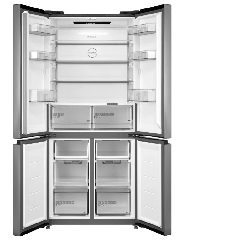 Midea MDRM691FIE46 No Frost side by side hűtőszekrény francia ajtós kialakítással, 345/170L, inverter motor, 83.3x65.3x189.8 cm, inox szín 
