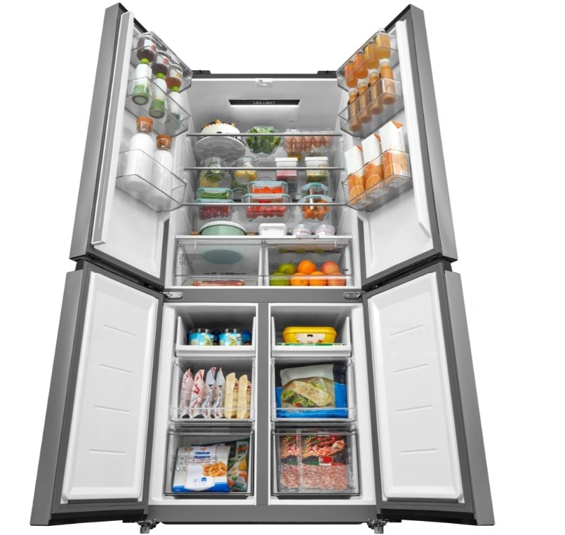 Midea MDRM691FIE46 No Frost side by side hűtőszekrény francia ajtós kialakítással, 345/170L, inverter motor, 83.3x65.3x189.8 cm, inox szín 