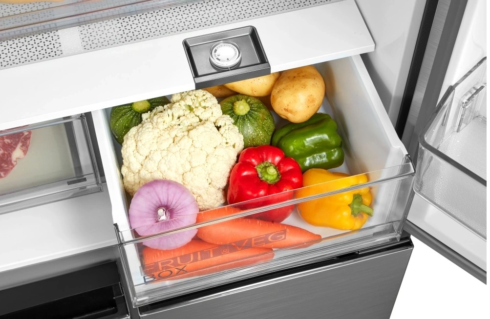 Midea MDRM691FIE46 No Frost side by side hűtőszekrény francia ajtós kialakítással, 345/170L, inverter motor, 83.3x65.3x189.8 cm, inox szín 
